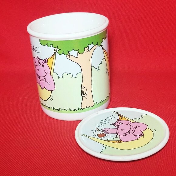 Hallmark Sit Back Relax Hippo Mug and Coaster Mug Mates Japan - Picture 13 of 13